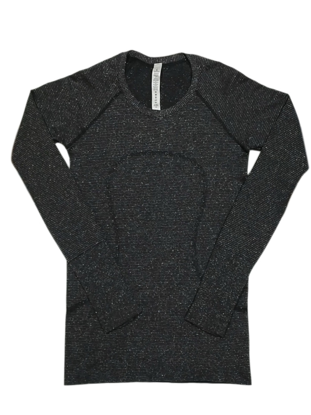 Rare Lululemon swiftly speed shine black w/ metallic long sleeve top 6